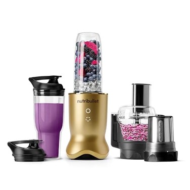NutriBullet nutribullet Ultra Plus 31 Compact Kitchen System 1200W Kitchen System with Blender Food Processor and Coffee and Spice Grinder 32oz and 24oz Blending Cups 2Cup Food Processor Brass