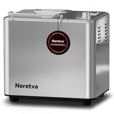 Neretva Bread Maker 20IN1 2LB Bread Machine Dual Heater Bread Maker Machine Automatic with Nonstick Ceramic Pan 15H Timer 1H Keep Warm Set Low Noise Stainless Steel Breadmaker RecipeSilver