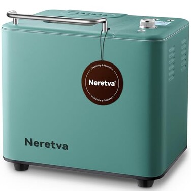 Neretva Bread Maker 20IN1 2LB Bread Machine Dual Heater Bread Maker Machine Automatic with Nonstick Ceramic Pan 15H Timer 1H Keep Warm Set Low Noise Stainless Steel Breadmaker RecipeGreen