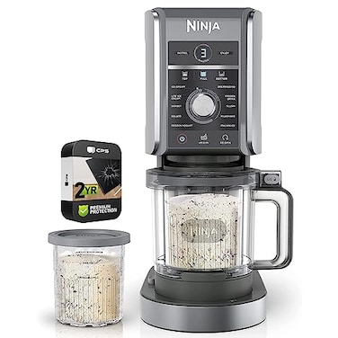 Ninja Refurbished NC501 CREAMi Deluxe 11in1 XL Ice Cream Maker Silver Bundle with 2 YR CPS Enhanced Protection Pack Renewed