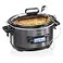 Hamilton Beach Portable 6 Quart Set Forget Digital Programmable Slow Cooker with Lid Lock Temperature Probe Dishwasher Safe Crock Lid Black Stainless 33866