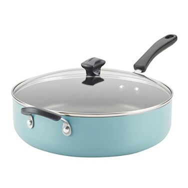 Farberware Cookstart DiamondMax Nonstick Jumbo Cooker with Lid and Helper Handle Dishwasher Safe 6 Quart Aqua