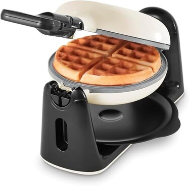 DASH Dash Flip Belgian Waffle Maker For Thick Fluffy SingleServe Waffles Features Ceramic Nonstick Plates and Easy Flip Design Cream
