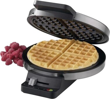 Cuisinart Waffle Maker 1250W Round Classic Waffle Iron 5Setting Adjustable Browning Control WMRCAP2 Brushed Stainless