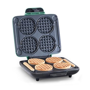 DASH Dash Multi Mini Waffle Maker Quad Waffle Maker for Family Breakfasts Dual Nonstick Heating Plates EasyRelease Surface Compact FastHeating Aqua