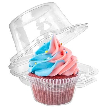 LotFancy Individual Cupcake Containers 100 Pcs Plastic Clear Cupcake Boxes Disposable Single Cupcake Holders with Dome Lid Stackable Muffin Carrier for Wedding Baby Shower