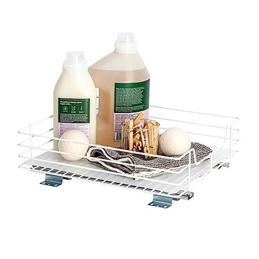 Household Essentials PowderCoated Steel Pantry PullOut Organizer White