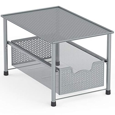 Simple Houseware Stackable Under Sink Cabinet Sliding Basket Organizer Drawer Silver