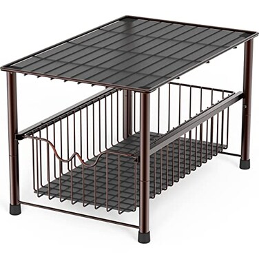 Deco Brothers Stackable Under Sink Organizer with Sliding Basket Bronze