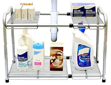 Deco Brothers Under Sink 2 Tier Expandable Shelf Organizer Gray