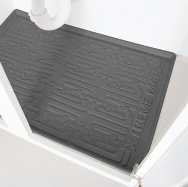 Xtreme Mats XTREME MATS Waterproof Undersink Mat Grey 31 14 x 22 14 Cabinet Base Liner for Kitchen Laundry Cabinets Catches Leaks Prevents Damage Flexible Sink Driptray