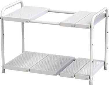 Deco Brothers Under Sink 2 Tier Expandable Shelf Organizer White