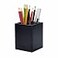 UnionBasic Square Pen Holder Leather Pencil Cup Desktop Caddy Stationery Organizer Black