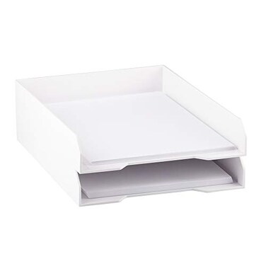 JAM Paper JAM PAPER Stackable Paper Trays White Desktop Document Letter File Organizer Tray 2Pack