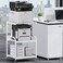 EasyCom Printer Stand Large 3 Tier Printer Table with Wheels Industrial Printer Storage Cart Rolling Printer Cart with Storage Shelf for Printer Scanner Fax Home Office Use White