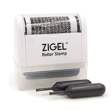 ZIGEL Identity Theft Protection Stamp Roller Stamp with Two Replacement Ink Tubes