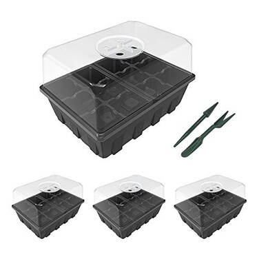 Gardzen 3 Pack Seed Starter Tray Germination Kit Seed Starter Kit with Adjustable Humidity Dome Plant Growing Kit 66 x 45 12Cell per Tray Clear