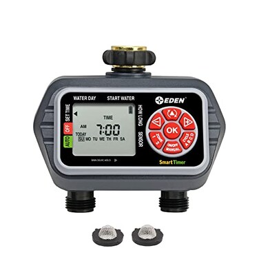 Eden 93412 Programmable Digital Water Timer 2Zone Compatible with Wireless Soil Moisture Sensor