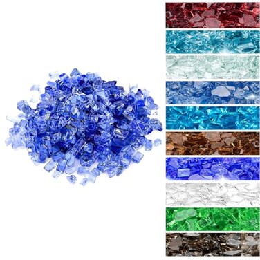 onlyfire Onlyfire 10 lbs Fire Glass for Propane Fire Pit 12Inch High Luster Fireplace Glass Rocks for Fire Pit Table Cobalt Blue