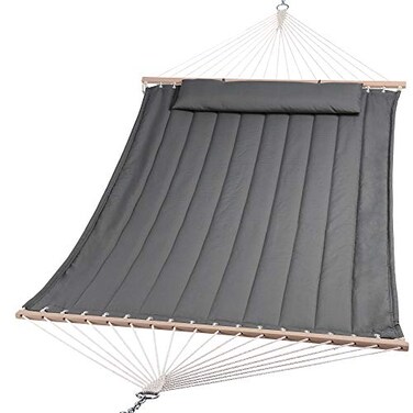 SUNCREAT Heavy Duty Hanging Tree Hammock 475 lbs Capacity Two Person Hammock with Large Soft Pillow Tree Hooks Gray
