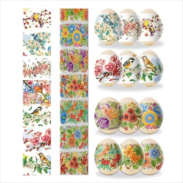 OFXDD Egg Wraps Easter Set for Pysanky 14 Pcs Traditional Easter Egg Wraps Ukrainian Thermo Heat Egg Sleeves Easter with Patterns OrthodoxSlavic Easter Egg Shrink Wrappers