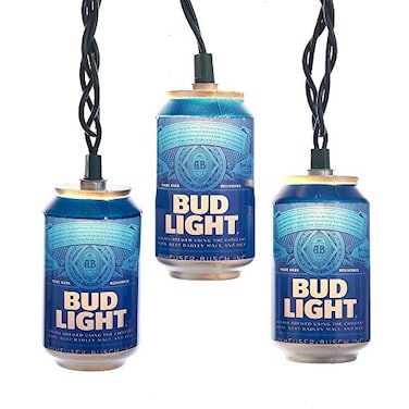 Budweiser Kurt Adler 10Light Bud Light Beer Can Light Set