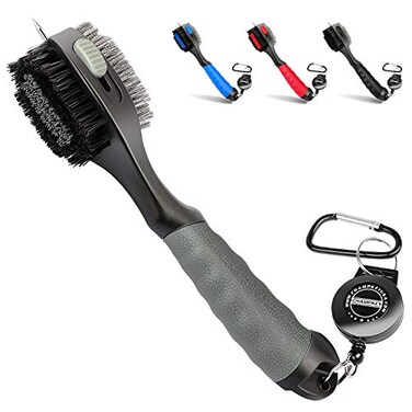 CHAMPKEY PRO Retractable Golf Club Brush Oversized Brush Head with Soft Rubber Hand Grip Retractable Groove Cleaner Golf BrushGrey1 Pcs