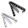 Moon Boat 2PCS Butterfly Training Set Metal Flipping Practice Tools for Beginners Advanced Users Safe Design with Skeletonized Handles Black Silver