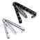 Moon Boat 2PCS Butterfly Training Set Metal Flipping Practice Tools for Beginners Advanced Users Safe Design with Skeletonized Handles Black Silver
