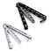 Moon Boat 2PCS Butterfly Training Set Metal Flipping Practice Tools for Beginners Advanced Users Safe Design with Skeletonized Handles Black Silver