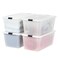 IRIS USA 91 Qt Stackable Plastic Storage Bins with Lids 4 Pack BPAFree Discreet Organizing Solution Latches Durable Nestable Containers Secure Pull Handle Made in USA Pearl