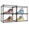 KOKOIN Magnetic Side Open Transparent Plastic Storage Shoe Box Clear Shoe Display Case Sneaker Shoe Storage Box Display Box Shoe Container Clear Closet Shelf Shoe Organizer Black 4PC