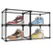 KOKOIN Magnetic Side Open Transparent Plastic Storage Shoe Box Clear Shoe Display Case Sneaker Shoe Storage Box Display Box Shoe Container Clear Closet Shelf Shoe Organizer Black 4PC