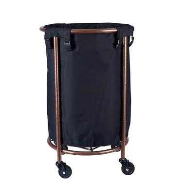 Household Essentials Round Laundry Hamper with Wheels Copper Black Large