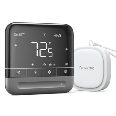 Provirtec Smart Thermostat for Home with Room Sensor 7 Days Programmable Energy Saving WiFi Thermostats for HouseAPP Touchscreen Control C Wire Required 395 Inch Large Screen