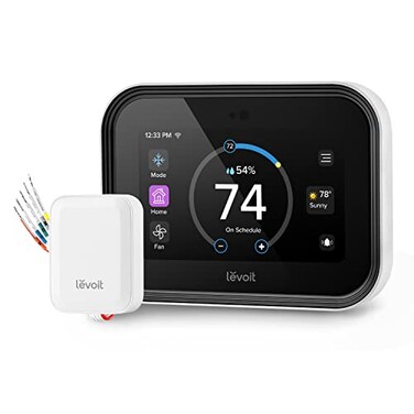 Levoit LEVOIT Smart Thermostat for Home WiFi Programmable Digital Thermostat Works with Alexa and Smart Sensor Energy Saving Large Touch Screen CWire Adapter Included DIY Install Aura 400S White