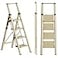 Soladder SOLADDER 4 Step Ladder Folding Step Stool with AntiSlip Wide Sturdy Pedal and Handgrip Portable Lightweight Aluminum Stepladder 300 lbs Capacity MultiUse for Home Library Brown Gold