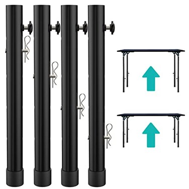 ruiru bro Table Leg Extenders for Folding Tables StraightBent LegHeavy Duty Folding Table Leg Extensions4 LevelsHeights Adjustable RisersIdeal for Improving Your Back Pain4Pack
