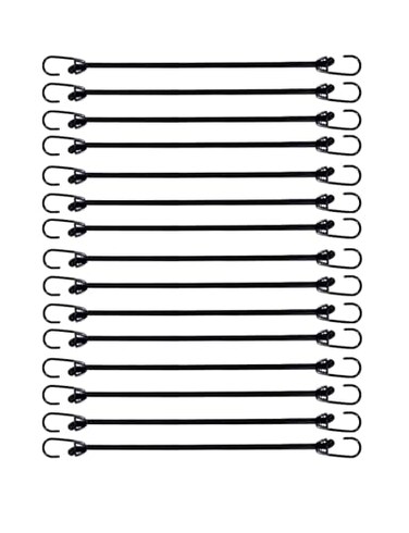 Joneaz Mini Bungee Cord with Hooks 6 Inch Plastic Coated Without Sharp Hook End 15 Piece