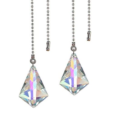 LONGSHENG - 2 PCS Crystal AB Coating Ceiling Fan Pull Chain Extender Prisms Drop Gifts