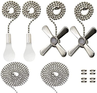 Iceyyyy 2 Set Silver Ceiling Fan Pull Chain Set Including Extra 354 Inches Copper Beaded Ball Fan Pull Chain Extension and Ceiling Fan Chain Connector