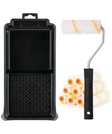 Bates Choice Bates 4 Inch Paint Roller Kit 11 pcs Small Paint Roller Kit 1x Plastic Paint Tray 1x Roller Frame 9X Microfiber Covers