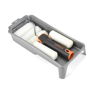 Edward Tools 7 Piece 4 Paint Roller Kit Includes Acrylic Polyester and Foam Covers Deluxe Plastic Paint Tray ErgoGrip Frame with Rubber Handle