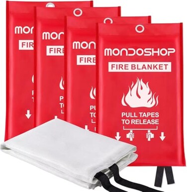 Mondoshop Fire Blanket for Home and Kitchen 4 Pack 40 x 40 Coverage