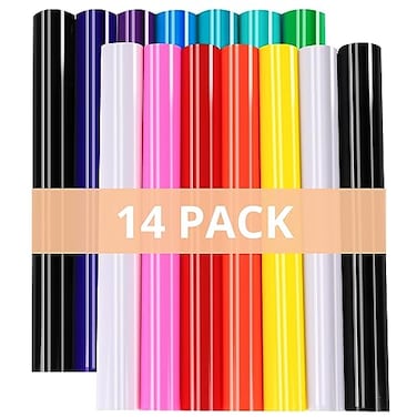 HTVRONT Permanent Vinyl for Cutting Machine 14 Pack Glossy Adhesive Vinyl 12 X 12 Permanent Bundle for Craft Projects Adhesive Sheets Compatible with Cricut Cutting Machine Silhouette Cameo