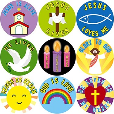 Fancy Land HE Lives Easter Religious Stickers 200PCS Per Roll for VBS Education