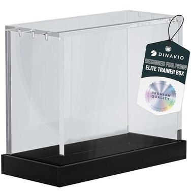 Dinavio Crafthouse Elite Trainer Box Acrylic Case ETB Protector Case Elite Trainer Box Protector 8mm 5mm Acrylic 5x3mm Magnets Compatible with PKMN ETB Boxes Black Base