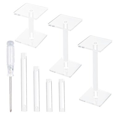 BOXOB 2pcs Flying Miniatures Combat Risers Adjustable Height MultiTiered Platform Acrylic Terrain Combat Display Stands for DND Miniatures Tabletop Board Games RPG Accessories