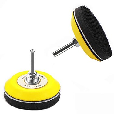 ANCIRS 3 Inch75mm Hook and Loop Buffing Pad for Sanding Discs Rotary Backing Pad with 14 Inch Dia Shank Drill Attachment and Soft Foam Layer2 Pack Yellow