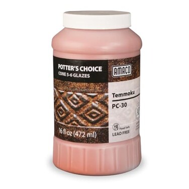 AMACO Potters Choice PC30 Temmoku Dark Brown Tan Speckled High Fire Glaze Pint 16 oz 473 mL Layerable MidHigh Fire Cone 56 PC Liquid Ceramic Pottery Glaze for Bisque